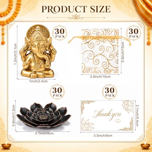 AceOrbit 30 Pack Diwali Party Favors Set, Lotus Incense Ganesha, Novelty - style: Novelty