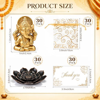 AceOrbit 30 Pack Diwali Party Favors Set, Lotus Incense Ganesha, Novelty - style: Novelty