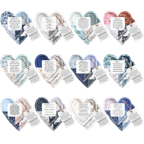 FuWeave 24 Pcs Christian Gift Pocket Prayer Quilt with Wood Cross, Vintage - style: Vintage