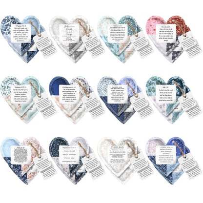 FuWeave 24 Pcs Christian Gift Pocket Prayer Quilt with Wood Cross, Vintage - style: Vintage