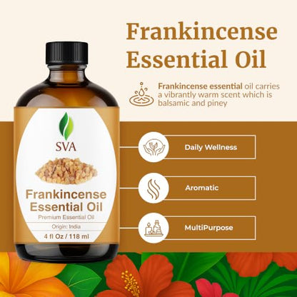 SVA Frankincense Essential Oil with Dropper, 4 Fl Oz (118 ml) - size: 4 Fl Oz (Pack of 1)