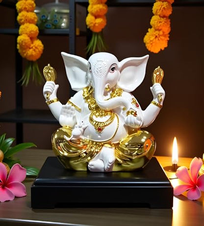9.5 Inch White Polyresin Lord Ganesha Vinayaka Vignesha Idol for Home Decor Statue Figurine Murti Showpiece K4779 - size: Model 6 - 9.5 Inch White