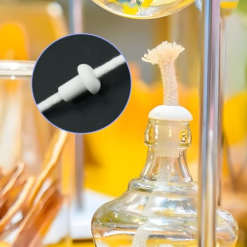 10 PCS Oil Lamp Wicks - Round Cotton Oil Candle Wicks with Glass Tube Holder, Replacement Wick for Oil Lamps, Emergency Lighting and Laboratory Use