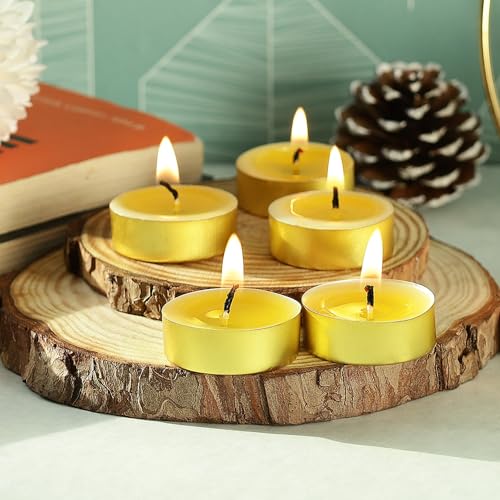 Welburn Veda&Co™ Pack of 50 Tealight Ghee Butter Lamp Candle Set, Upto 4 Hours Burning Time, Pure Cow Ghee Unscented Clarified Butter Paraffin Free Tealight Candles for Meditation, Rituals, Diwali - size: Pack of 50