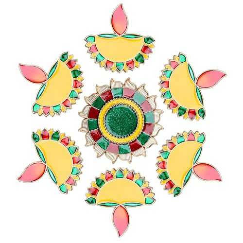 10 Inches Meena Rangoli Diwali Acrylic Rangoli Stencils Handmade Rangoli Sticker Home Decor Floor Decorative Stones (Design 11) - color: Design 11