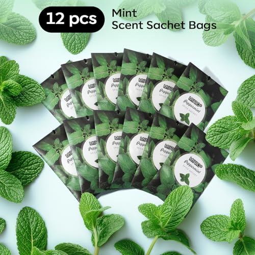 MYARO 12 Pack Peppermint Scented Sachets, Closet Deodorizer Car Freshener - color: Mint, size: 12 Packs