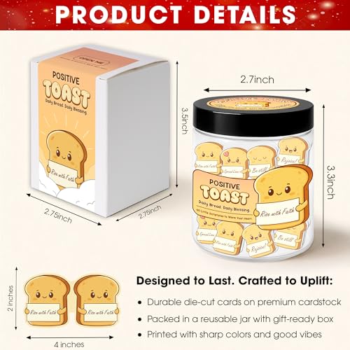 Positive Toast Scripture Jar - 60 Daily Bible Blessings, Christian Encouragement Cards, Faith Gift for Women, Teens, Kids & Coworkers - style: Emotional Support Daily Bread Bible