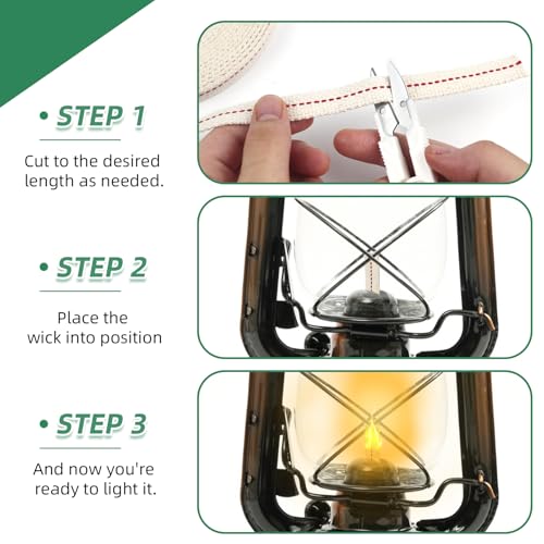 32.8 Feet Oil Lamp Wicks, 1/2 Inch Cotton Oil Lanterns Wick,Replacement Wick for Oil Burners,Kerosene Lamps & Paraffin Lanterns