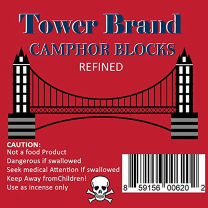 ELP ESSENTIAL Tower Brand Camphor Blocks Refined 1oz 16 Tablets