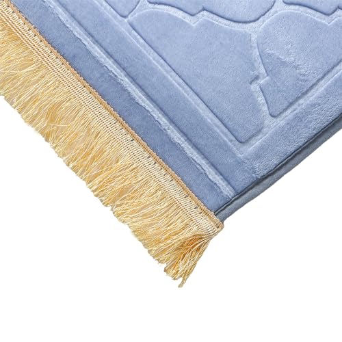 JE JOUE Prayer Rug Muslim Mat Islamic - Thickening Sponge Muslim Rug for Men Women Eid Travel Ramadan, Soft Luxury Great for Knees and Forehead （Gray） - color: Grey