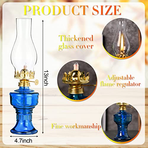 2 Pcs Oil Lamps for Indoor Use, Hurricane Kerosene Lamp, Blue - color: Blue