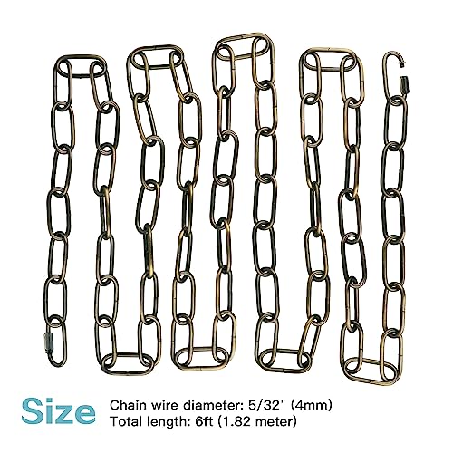 Helunsi Industrial Lighting Chain, 6 Feet Bronze Light Fixture Chain - color: Bronze