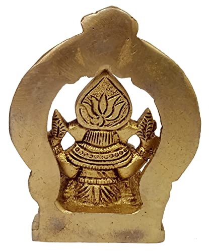 Purpledip Brass Idol Ganesha in Mandap: Decorative Statue for Home Temple (12172A)