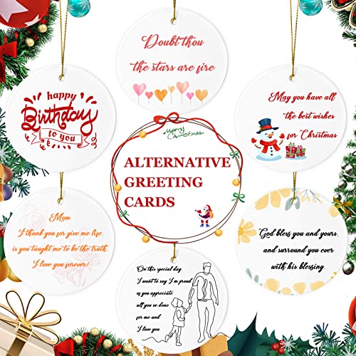 Sublimation Ceramic Ornaments - Bulk Ceramic Discs for Heat Press Printing - White Round Porcelain Personalized Xmas Tree Keepsake Crafts Gift - 48pc - color: Gold,white - 48pc