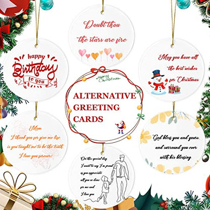 Sublimation Ceramic Ornaments - Bulk Ceramic Discs for Heat Press Printing - White Round Porcelain Personalized Xmas Tree Keepsake Crafts Gift - 48pc - color: Gold,white - 48pc