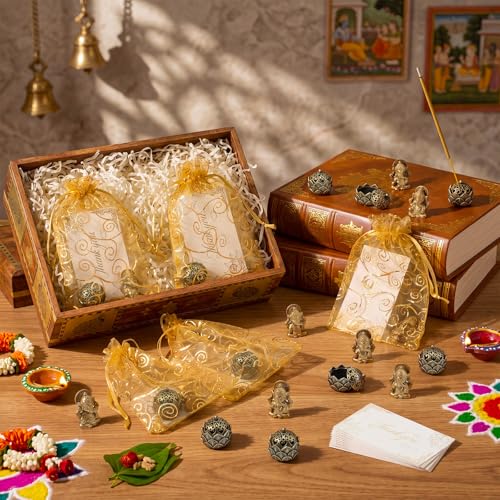 AceOrbit 30 Pack Diwali Party Favors Set, Lotus Incense Ganesha, Vintage - style: Vintage