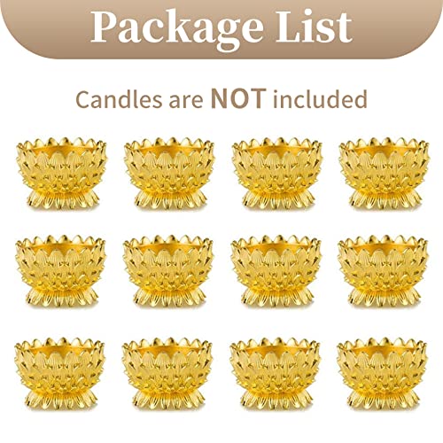 Sziqiqi Lotus Diya for Diwali Pooja Decorations for Home, Set of 12, Gold - size: Pack of 12