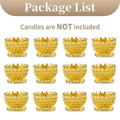 Sziqiqi Lotus Diya for Diwali Pooja Decorations for Home, Set of 12, Gold - size: Pack of 12