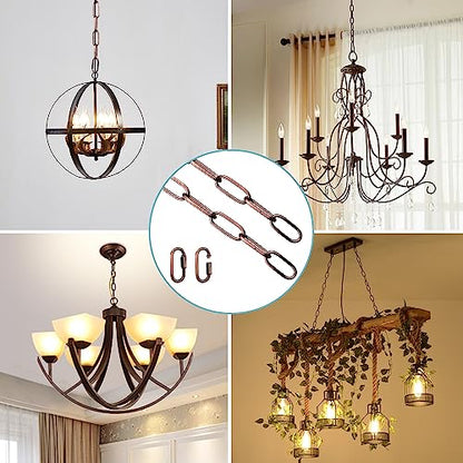 Helunsi Industrial Lighting Chain, 6 Feet Red Bronze Light Fixture Chain - color: Red Bronze