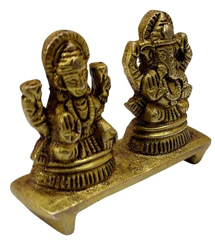 Divine Lakshmi Ganesha Small Brass Statue - Divine Décor, 3-inch Handcrafted Hindu Sculpture for Home Altar and Spiritual Spaces - size: Lakshmi Ganesha - B