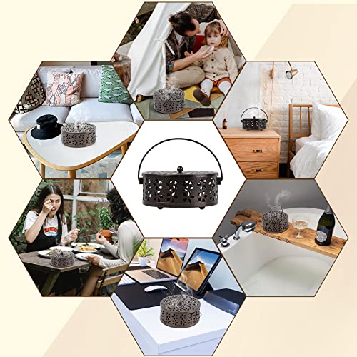 Portable Iron Mosquito Coil Holder with Handle for Outdoor, Bronze - color: Bronze