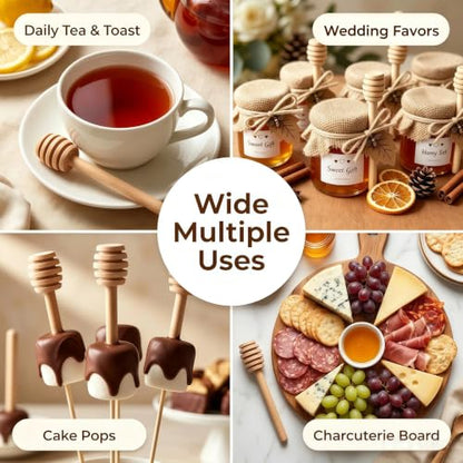 25PCS Wooden Honey Dipper Sticks, 3 inch Mini HoneyComb stick