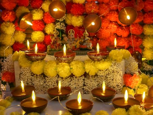 alikiki Diwali Diya String Lights - Diwali Gift Decor 10PCS LED Deepawali Battery Operated Diyas Indian Pooja Room Home Office Mandir Puja Gifts Hindu Wedding Light