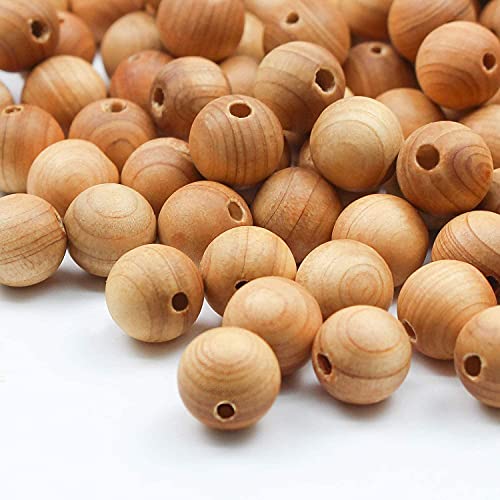 200pcs 12mm Natural Sandalwood Round Beads Gorgeous Craft Handmade Polished Spacer Mala Pray Beads with Elastic Cord for Bracelets DIY Rosary Tasbih Jewelry Making - color: Thuja Wood (200 pcs), size: 12mm Diameter
