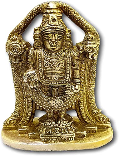 athizay Balaji Idol Brass Statue Antique Shiny Golden Tirupati Balaji Lord Venkateswara Incarnation of Lord Vishnu Sculpture 12 cm - style: Lord Balaji gold 12 cm