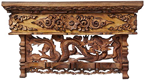 Tribe Azure Fair Trade Small Altar Table, Meditation Table Altar, Small Puja Table, Meditation Altar Wood Wiccan Buddhist, Tea Japanese, Low Side Dragon (Small) - size: Small Dragon