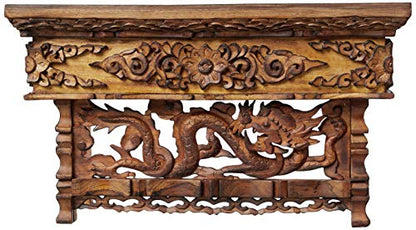 Tribe Azure Fair Trade Small Altar Table, Meditation Table Altar, Small Puja Table, Meditation Altar Wood Wiccan Buddhist, Tea Japanese, Low Side Dragon (Small) - size: Small Dragon