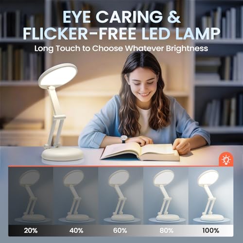 One Fire Rechargeable Table Lamp, 3600mAh Battery Operated Lamp Dorm Lamp - color: White
