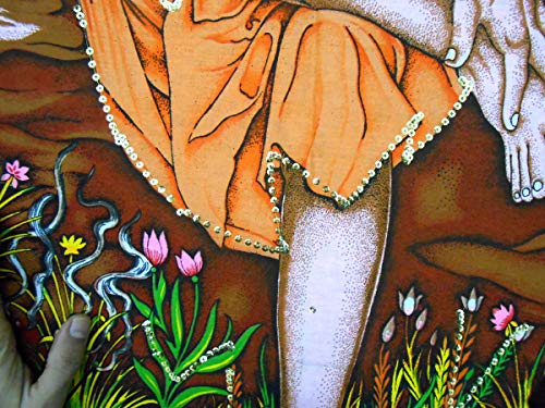 Sai Baba batik sequin Cotton Wall Hanging Painting : Size 43"x30" Inches - color: Sai baba