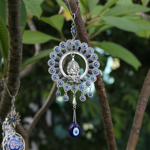 Large Evil Eye Door Window Wall Hangings w/Ganesha Idol