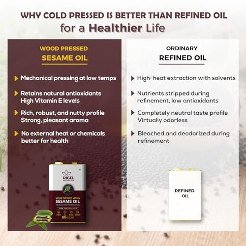 Rigel Spices | Naturally Milled Cold Pressed Sesame Oil in a Eco-Friendly Tin 169 fl oz(5L Tin) | No Preservatives - size: 169 Fl Oz (Pack of 1)