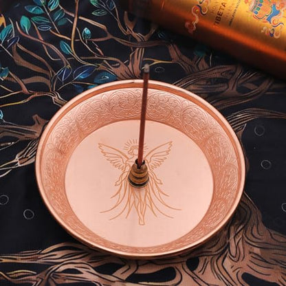 Copper Offering Prayer Ritual Bowl Plate - Great for use Witches Meditation,Smudging, Incense,Candle Dish, Ash Catcher,Jewelry Dish (New Metatron) - style: New Metatron)