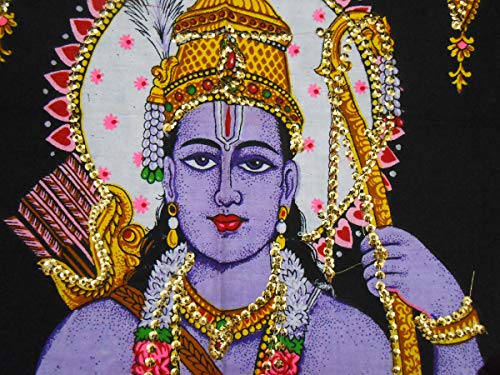 Ram Darbar religious batik Cotton Wall Hanging Painting : Size 43"x30" Inches - color: Ram Darbar