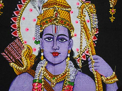 Ram Darbar religious batik Cotton Wall Hanging Painting : Size 43"x30" Inches - color: Ram Darbar
