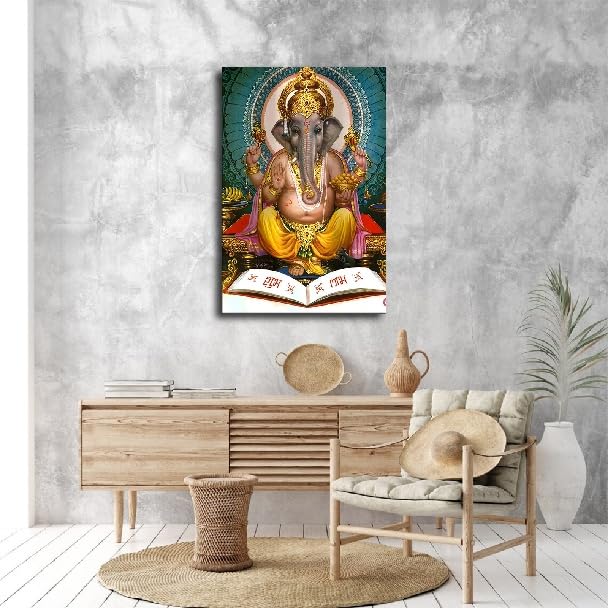 Lord Ganesha Painting Canvas Wall Art Poster Decor for Living Room and Bedroom Wall Modern Home Artworks (Unframe 12in*18in) - size: Unframe 12in*18in