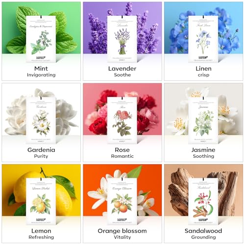 MYARO 12 Pack Rose Scented Sachets, Closet Deodorizer Car Air Freshener - color: Rose, size: 12 Packs