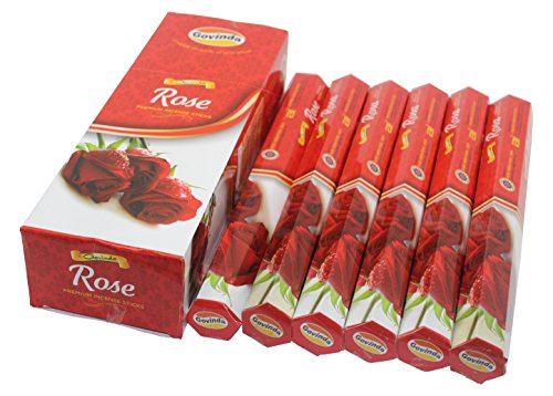 Govinda Rose Incense - 120 Sticks, Masala Coated