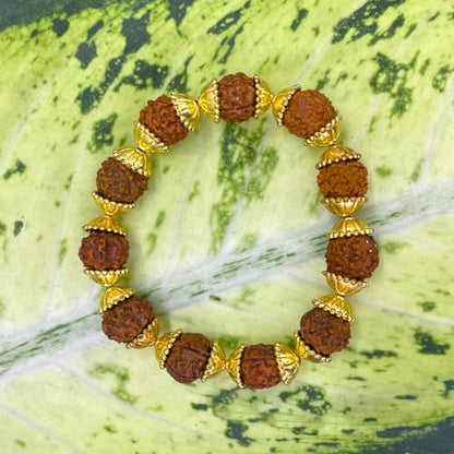 Handcrafted Natural Rudraksha Beads Bracelet for Men & Women Traditional Spiritual Wrist Mala for Meditation, Yoga Practice, Energy Healing, Positive Vibes & Daily Wear