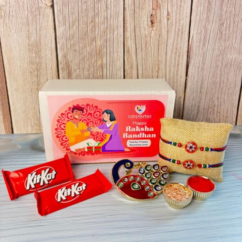 LOVENSPIRE Raksha Bandhan Gift Hamper for Brother – Indian Rakhi Festival Gift Set for Bhai - color: Kumkum Holder Rakhi Hamper 1