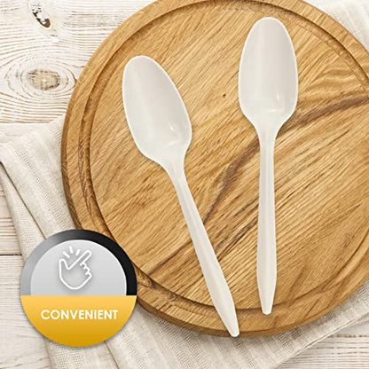 PAMI Medium Weight Disposable Plastic Teaspoons,White,Bulk Pack,1000 Count - size: Teaspoons, style: Teaspoons
