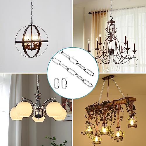 Helunsi Industrial Lighting Chain, 6 Feet Chrome Light Fixture Chain - color: Chrome