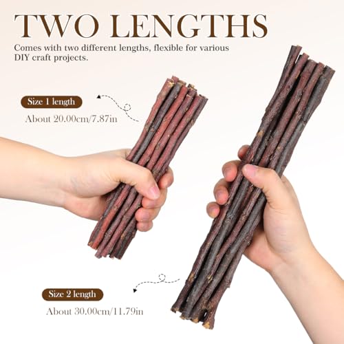 Amosfun 40Pcs Wood Sticks for Crafts, 7.8in and 11in Natural Birch Twigs Sticks for DIY School Projects Photo Props Card Making Rustic Decor