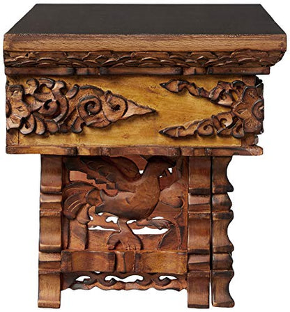 Tribe Azure Fair Trade Small Altar Table, Meditation Table Altar, Small Puja Table, Meditation Altar Wood Wiccan Buddhist, Tea Japanese, Low Side Dragon (Small) - size: Small Dragon