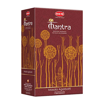 HEM Premium Mantra Masala Incense Sticks | Natural Oil Fragrance for Positivity & Natural Air Purifier | Aromatherapy Incense for Anxiety, Stress Buster | Gift Set - Pack of 12 (15 GMS Each) - size: Standard