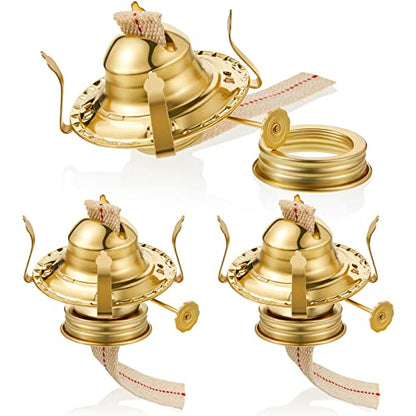 Hortsun 3 Pcs Oil Lamp Burner Parts #2 Brass 1 3/16" Screw,Gold - color: Gold