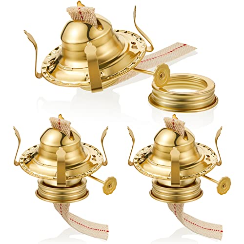 Hortsun 3 Pcs Oil Lamp Burner Parts #2 Brass 1 3/16" Screw,Gold - color: Gold